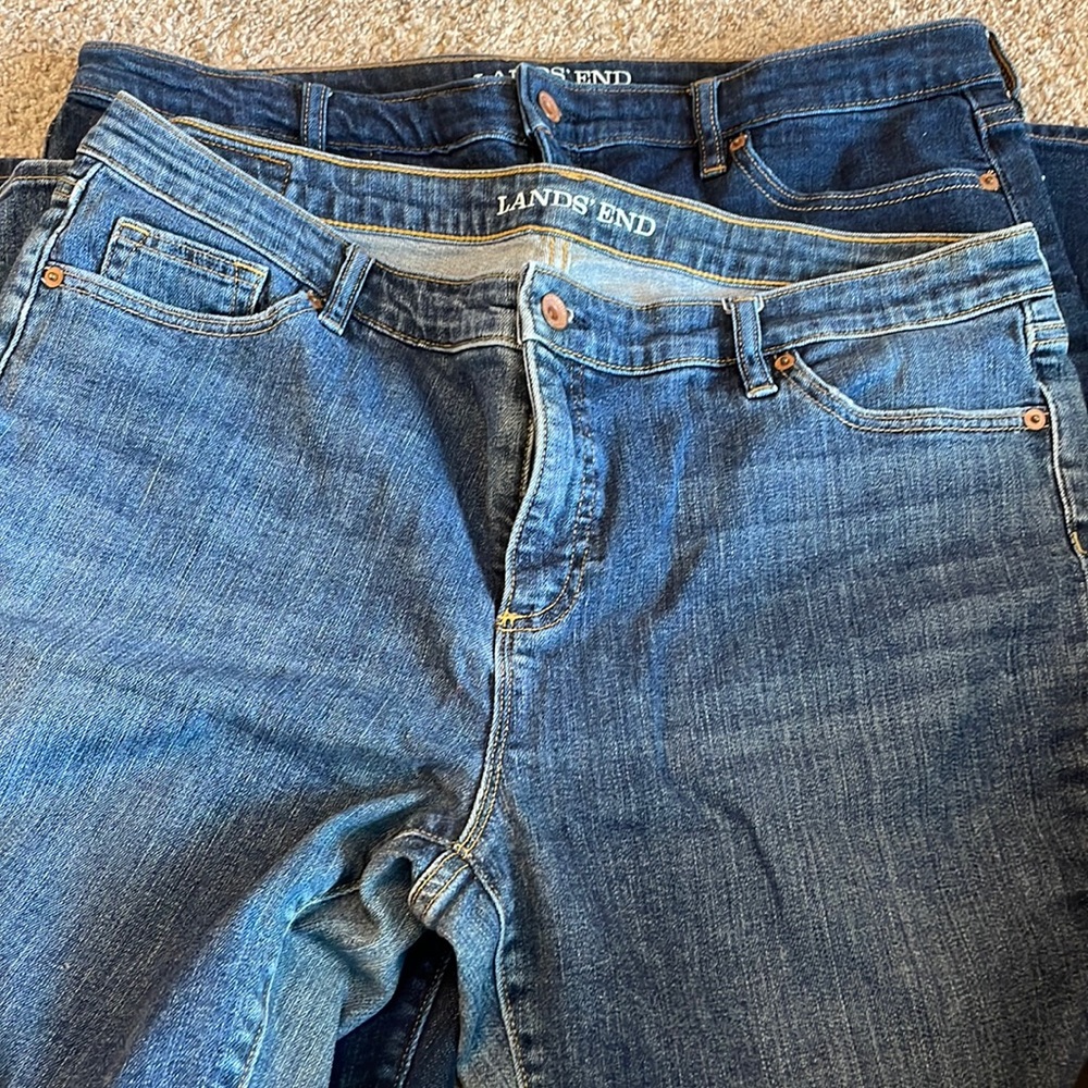 Lands End Mid Rise Straight Leg Jeans Tall Sz 16/16T Fit 1 & 2